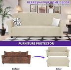 ZNSAYOTX Oversized Super Stretch Couch Cover (92"-115"), New Striped Sofa Covers Comfortable & Durable, Dog Cat Pets Friendly Extra Large Spandex Sofa Slipcovers (Khaki, XL Sofa)