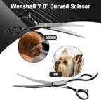 Wenshall Professional Dog Grooming Scissors Set, 7.0 Inch Titanium Straight & Thinning & Curved scissors and Comb for Dog grooming (Black)