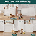 Cumbor 37-55" Retractable Baby Gates for Stairs & Doorways, Indoor Outdoor | Hardware Mounted Mesh Dog & Pet Gate, Easy Walk Through, One-Hand Operation, Anti-Crawl Adjustable Safety Gate for Dog, White