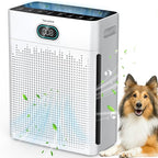 Air Purifiers for Home, HEPA Air Purifier with PM 2.5 Air Quality Monitor | Cover Up to 2200 Ft², Air Cleaner with Washable Pre-filter, Timer, Pet mode, Fragrance Sponge for Smoke, Odor, Dander(Black)