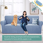 YEMYHOM Couch Cover Latest Jacquard Design High Stretch Sofa Covers for 3 Cushion Couch, Pet Dog Cat Proof Slipcover Non Slip Magic Elastic Furniture Protector (Large, Light Blue)