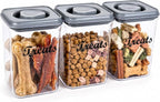 1.37 Qt Pet Food Storage Containers, Airtight Dog Food Storage Container with One-Touch Opening, Dog Treat Container with a Stickers & Pen,Suitable for Pet,Bird Seeds,Dog & Cat Treats(Gray)