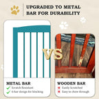 PUPETPO Freestanding Pet Gates with Walk Through Door, Dog Indoor Fence, Dog Gate for The House, Doorway, Stairs, Extra Wide Pet Gate, Support Feet Included, 120 Inch Wide, 6 Panels 24" Tall, Blue