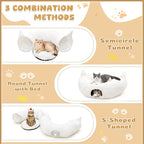 OurWarm Large Cat Tunnels for Indoor Cats– Plush Cat Donut Tunnel, White Cat Bed Tunnel for Under Christmas Tree, Multifunctional Playground Toys Hideplace for Kittens, Rabbit, Ferret (39.37in Dia)