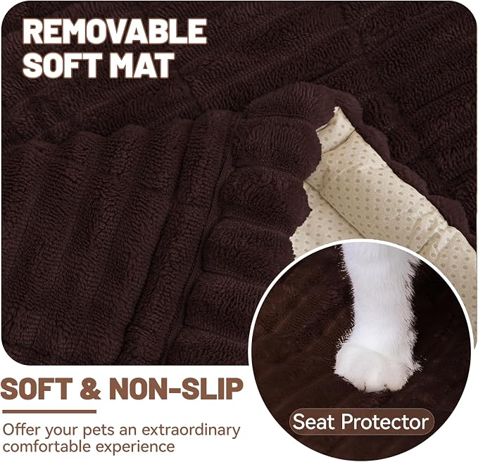 Dog Car Seat Waterproof Bed Cover Nonslip Car Back Seat Soft and Comfortabl | Pet Bed Mat Car Blanket for Travel Backseat Extender Seat Covers Dog Bed for Cars Trucks and SUVs (Dark Brown 23.6” x 51”)