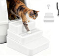 3-Steps Cat Litter Box Ramp with Cleaning Brush Set for Automatic Litter Boxes, Detachable & Non-Slip Cat Steps with Litter Catching Function, Essential to Small & Elderly & Disabled Cats