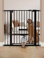 Babelio 36 Inch Extra Tall Baby Gate with Cat Door, 29.5-40" Metal Pet Door for Stairs, Doorways, House, Auto Close, Easy Walk Thru, Black | 6-Level Adjustable Metal Pet Gate, Auto-Close Safety Gates with Pet Door, Easy Walk Thru, Black