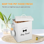 Pet Treat and Food Storage Tin with Lid - 5lbs Capacity - Serving Scoop Included … -DOG