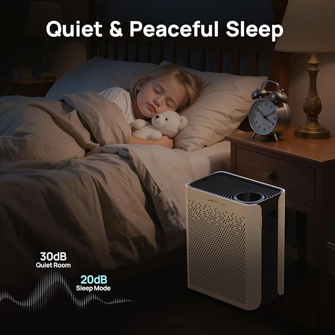 Air Purifiers for Home Large Room up to 1015Ft² - HEPA Air Purifier for Bedroom with Washable Pre Filters & AHAM Verified - 20 dB Air Cleaner for Pets Dander, Allergies, Dust, Smoke, Pollen, JF280