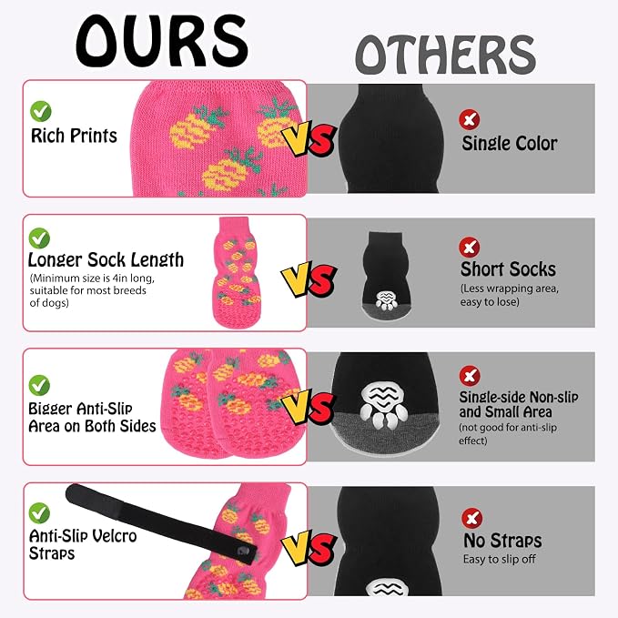 SCENEREAL Anti Slip Dog Socks to Prevent Licking Paws for Hardwood Floors | Double Sides Dog Shoes Boots & Paw Protectors for Hot/Cold Pavement, Dog Grippy Booties for Small Medium Large Senior Dogs