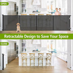 Reinforced 42" Tall 155" Wide Retractable Fence Outdoor Retractable Gate | Tall Baby Gate Garage Gates for Dogs, Space-Saving, Easy to Use, Scratch-Resistant Mesh, Safety Lock, Easy Install, Black