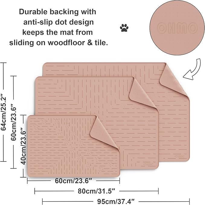 Large Cat Litter Mat, 31.5x23.6 Silicone Trapping Mat Coral | for Kitty Litter Box, Easy Clean, BPA Free Rubber, Center Litter Collection, Easy Pour-Back, Waterproof, Odor-Resistant