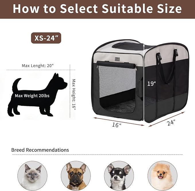 DONORO Dog Kennels and Crates for Medium Dogs, Portable Pop Up Indoor Pet Cage with Sturdy Wire Frame, Collapsible Travel Crate Soft Sided Cat Bag Escape Proof (Black, 28.0" L x 18.0" W x 22.0" H)