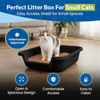 KittyGohere Senior Cat Litter Box Small with Scoop, Black | Open Top Low Entrance Kitty Litter Box With With Long-handle Jumbo Scoop, Lightweight & Durable Litters Box, Made in USA