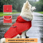 Dog Raincoat Rain Jacket for Puppy Small Dogs Waterproof Pet Clothes Reflective Poncho Rainwear Breathable Lined Pocket Hooded Leash Hole Adjustable,Red,XS,Back Length 6.7 Inch