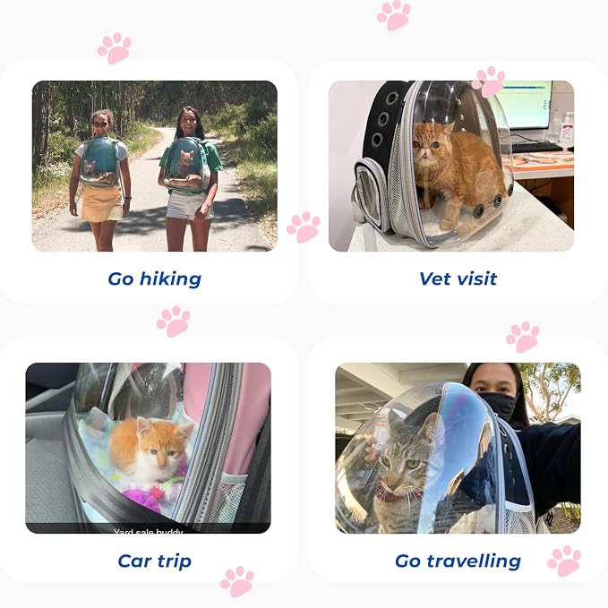 Lollimeow Cat Carrier Backpack, Expandable Bubble Pet Carrier for Cats and Small Dogs, Airline Approved Travel Backpack for Hiking, Walking & Outdoor Adventures - Supports up to 16 lbs