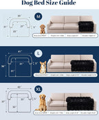 IUUI Dog Bed/Mat for Couch,Faux Rabbit Fur Pet Sofa Furniture Protector | Non-Slip&Manchine Washable,Protects Sofa from Fur & Scratches,Bubble Puff Fluffy Texture,Cozy for All Size Dogs&Cats
