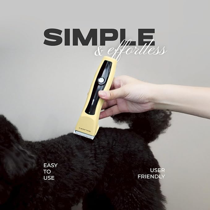 Cordless Pet Trimmer for Dogs & Cats – Rechargeable Grooming Clipper with Detachable Metal Blade, Low-Noise Motor, Supports Optional Blade Lengths (Parent) (Yellow, Blades Bundle)