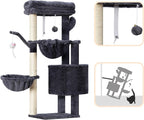 Heybly Cat Tree, 40" Tower with All-Sisal Wrapped Scratching Post HCT006SG | Cat Tower for Indoor Cats, Cat Condo with Soft Platform, 2 Baskets and Dangling Toy, Smoky Gray