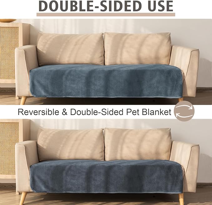 Ameritex Pet Bed Blanket Reversible 100% Waterproof Velvet Super Soft for Sofa and Bed