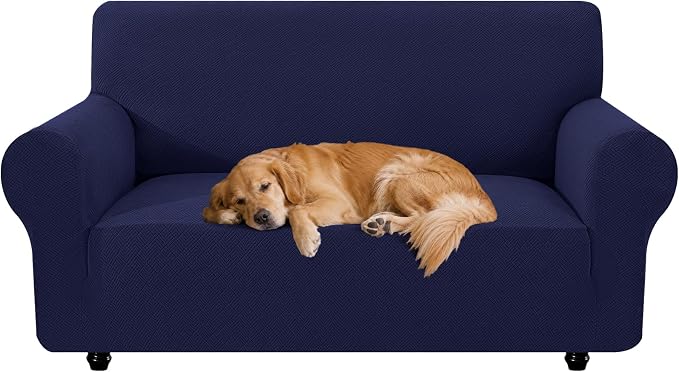 XINEAGE Stretch 2 Seater Slipcover, Non-Slip Pet Couch Cover,Navy Blue | Washable Furniture Protector, Elastic Bottom, Dogs & Cats Friendly, Scratch-resistant, Fast Setup, High Elasticity