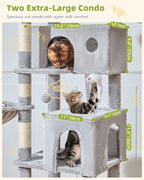 Taoqimiao 76in Cat Tree, Tall Sturdy Cat Tower for Large Indoor Cats MS046W | Easy assembly, Sturdy, Multi Level, Easy Clean, Cozy Condo, Perches, Baskets, Suitable for Kittens and Adult Cats
