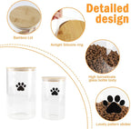 Glass Dog Treat Jars Set of 2,135oz+68oz Round Dog Cat Food Container with Bamboo Lids,Airtight Cat Treat Jar, Puppy Food Cookie Jar-Keep Fresh Crispy