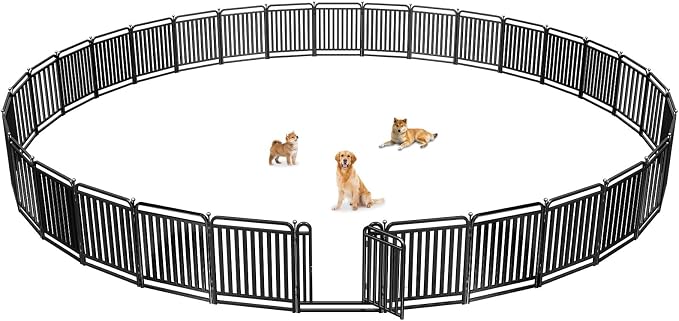 Puppy Playpen Dog Playpens Fence Outdoor Thickened Metal Tube, Low Threshold Dog Play Pen Indoors, 32" Height 32 Panels for Small/Medium/Large Dogs (Black)