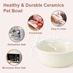 SPUNKYJUNKY Ceramic Elevated Tilted Dog Bowls Bone-Shaped Raised with 2 Height Iron Stand, 6.9'' Dog and Cat Food Water Bowls Set Non-Slip for Small Medium Sized Breed - 20 OZ,Beige