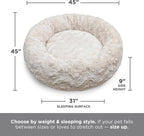 Best Friends by Sheri The Original Calming Donut Dog Bed for Extra-Large Dogs up to 150 lbs, Lux Faux Fur, Gray, 45" x 45"