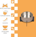 Ripple Ridge 16oz (2 Cups) Small/Medium Slanted Pet Feeder with Weighted Concrete Base and Removable Stainless Steel Bowl, Non-Slip Dishwasher Safe for Dogs, Cats, Pink DBL3001A