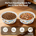 40 Pack Disposable Dog Bowls, 16 oz Paper Pet Bowls for Cats & Dogs | Disposable Bone Print Cat Food Bowls, Dry Wet Food & Wate, Small Medium Pets, Travel and Daily Feeding Bowls, Thick & Sturdy