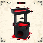 PEQULTI Indoor Cat Tree Tower Small Cats, Sisal Post & Cozy Condo, Black | Private soft cat condo, soft top perch, natural sisal scratch posts, plush pom-pom toy for indoor kitties