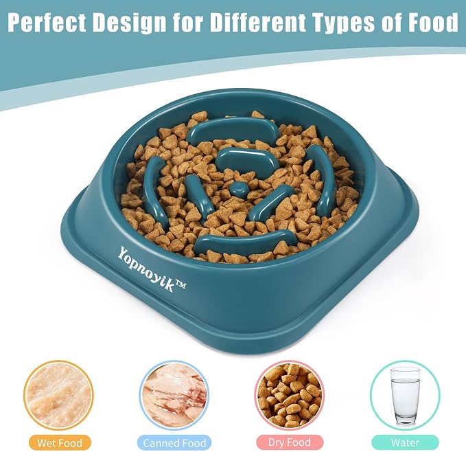 2 Pack Slow Feeder Dog Bowls for Large Dogs | Non-Slip Base, Anti-Choking Design, Reduces Bloating & Overeating, Easy to Clean, 4 Cups