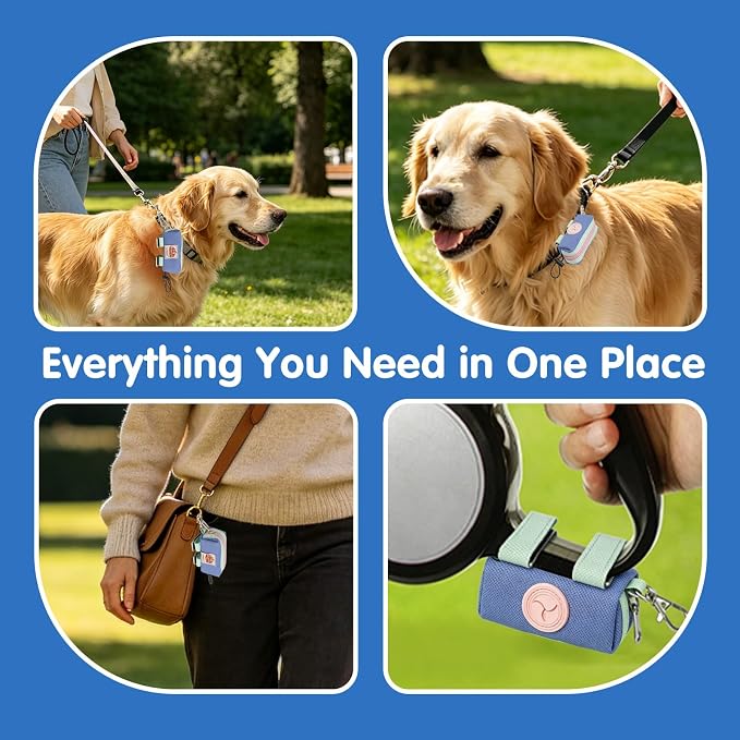 Dog Poop Bag Holder for Leash, Large-Capacity Canvas Pouch, Purple | Holds one bag roll, keys, treats, and small essentials with quick access, secure straps, and water-resistant canvas