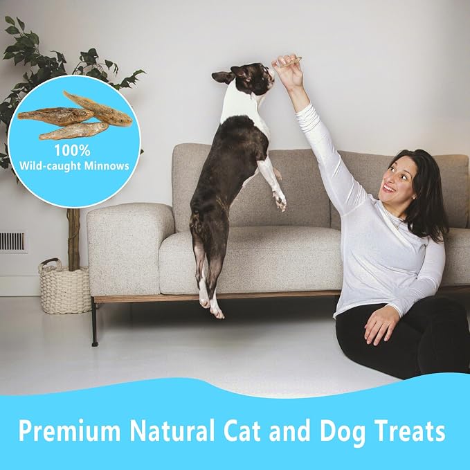 Freeze Dried Minnows, 100% Natural Premium Cat Dog Treat, Freeze Dried Minnows Pet Treats, for Dogs Cats (2.8 OZ)