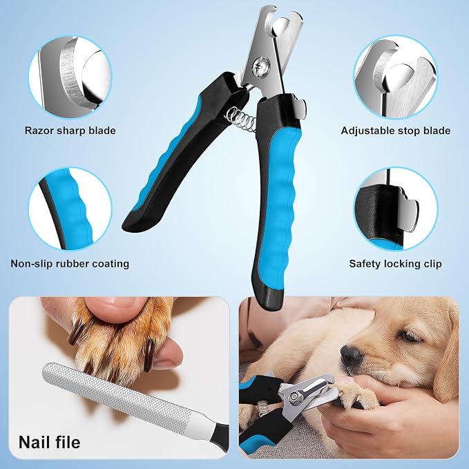 8-in-1 Cat Dog Grooming Scissors Set | with Comb, Nail Clipper, Brush