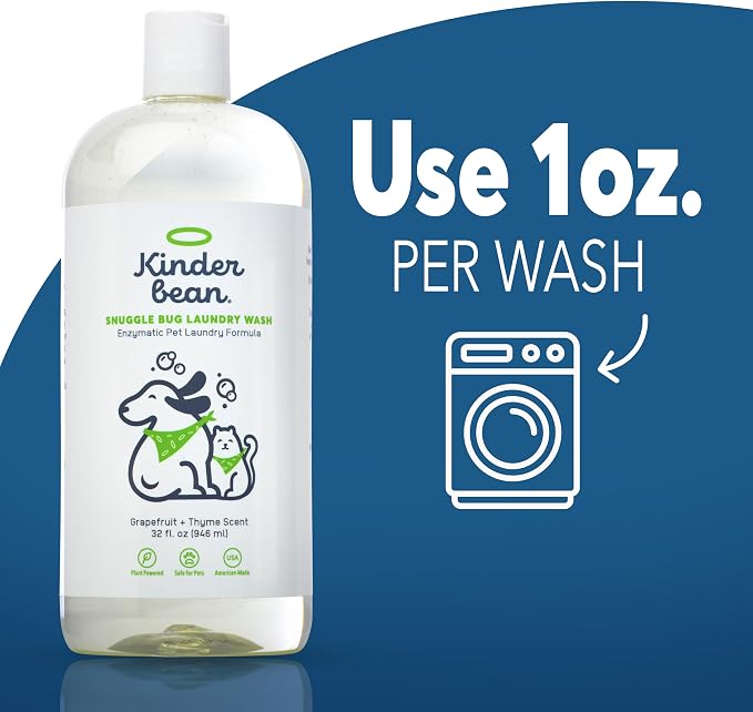 Snugglebug Dog and Cat Laundry Wash, 2-Pack 32 oz | Enzyme Formula Pet Detergent, Removes Pet Odors, Cleans Stains from Cat Urine or Dog Urine