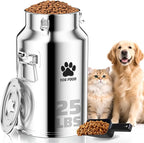 25Lbs Metal Dog Food Storage Container, Dog Food Storage Tank, Multifunctional Storage Bin with Sealed Lid and Spoon, Pet Food Storage Container for Dogs and Cats, Keeping Fresh and Easy to Clean
