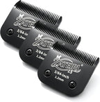 Size 15 Detachable Pet Grooming Clipper Blade with Steel Cutter, 3/64 Inch (1.2 mm) Cut Length, Black, Compatible with Andis, Oster A5, Wahl KM10, 3 Pack
