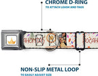 Buckle-Down Dog Collar Seatbelt Buckle Pocahontas and Meeko Compass Pose with Script and Leaves Beige 20 to 31 Inches 1.5 Inch Wide (DC-SB-DYAZA-WDY816-1.5-L) | Pocahontas and Meeko Compass with Script and Leaves Beige Durable Metal Adjustable ID Tag Ring