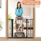 Baby Gate No Drilling, 29"-40" Dog Gate Indoor for Stairs & Doorways | Auto Close, Pressure Mounted Adjustable Pet Gate Indoor, Easy Walk Through Child Gate for Baby & Pet Stroller Friendly, Black