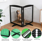 ZJSF Freestanding Dog Fence Indoor, Foldable Dog Gate for Doorways, Stairs or Hallways, Sturdy Wood Extra Wide Pet Gate with Support Feet for The House, Black, 24 "Height-2 Panels