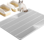 TRZZ XXL Cat Litter Mat, Large Silicone Waterproof Mat, Light Gray | Non-Slip, Easy to Clean, Cat Litter Trapping Mat, Kitty Litter Catcher, Scatter Control, for Floor