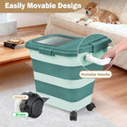 Rice Storage Container, Collapsible Airtight 10-40 Lb Rice Storage Container, 25lb Pet Dog Food Storage Container, Rice Dispenser Bin with Cup and Scoop for Flour Cereal Pasta Grain, Cat Bird
