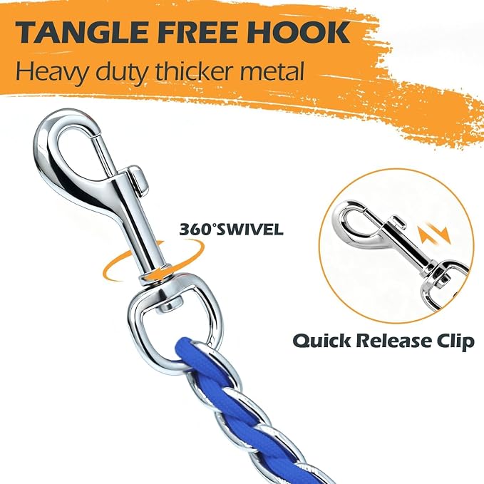 S-ETOVUS-Chain Dog Leash, Bite-Proof Metal Leash, with Padded Handle | Three Sizes 7.25FT/5.2FT/4FT, Woven From Nylon Rope And Chain, Durable And Bite-Resistant, Comfortable With Padded Handles