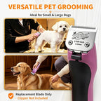 Size 40 Detachable Pet Grooming Clipper Blade with Ceramic Cutter, 0.25mm 1/100 Inch Cut Length, Silver, Compatible with Andis, Oster A5, Wahl KM10, 3 Pack
