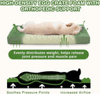 Waterproof Extra Large Dog Bed Washable Outdoor Orthopedic XL Crate Pad 42" | Reversible Wipeable Faux Leather & Soft Flannel, Durable Foam Pet Bed, Removable Cover,Anti-Slip Kennel Pad 41"x27" Green