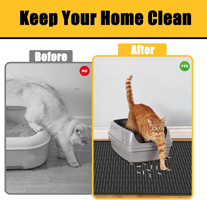 40"x30"(100cmx75cm) Extra Large Silicone Cat Litter Mat, XXL Litter Trapping Mat for Under Litter Box, Non-Slip Waterproof Kitty Litter Catcher, Easy to Clean Mat for Cats, Dark Green