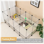 DINMO 28 Panels Bunny Playpen, Iron Net Bottom, 61.4" L x 25.4" W x 22.3" H | For Small Animals: Kittens, Guinea Pigs, Hamsters, Ferrets, Hedgehogs, Chicks & Ducklings, DIY, Expandable Portable Enclosure